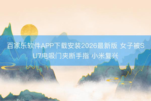 百家乐软件APP下载安装2026最新版 女子被SU7电吸门夹断手指 小米复兴