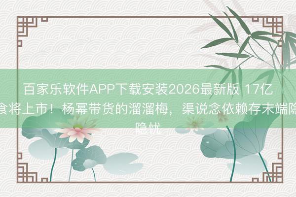 百家乐软件APP下载安装2026最新版 17亿零食将上市！杨幂带货的溜溜梅，渠说念依赖存末端隐忧