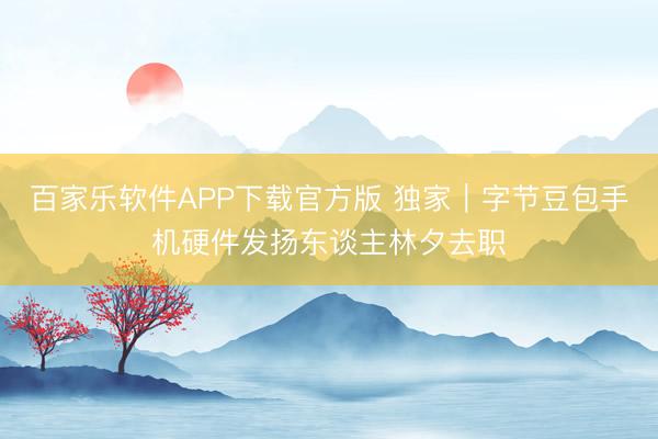 百家乐软件APP下载官方版 独家｜字节豆包手机硬件发扬东谈主林夕去职